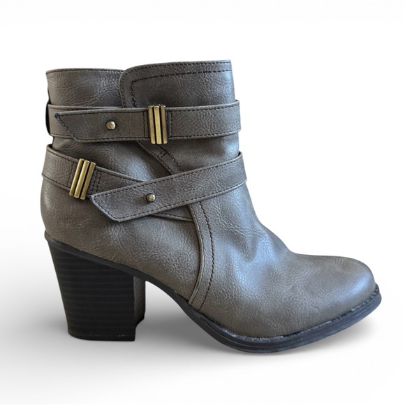 Naturalizer Shoes - New Naturalizer Ankle Boots Block Heel Faux Leather Side Zip Gray Streetwear 7